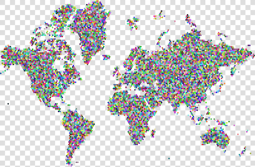 Prismatic Hexagonal World Map No Background Clip Arts   Colorful World Map No Background  HD Png DownloadTransparent PNG