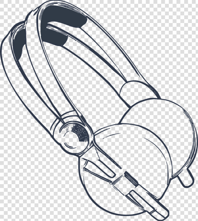 Headphones  Drawn  Listening  Headset  Earphones  Sound   Head Phones Black And White  HD Png DownloadTransparent PNG