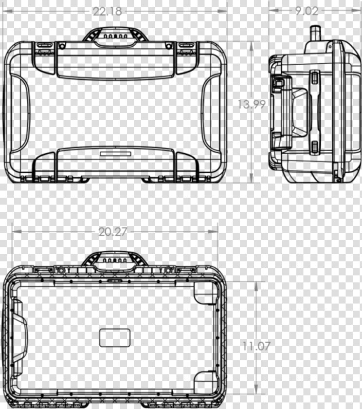 Dimensions Of The Nanuk 935 6 Up Pistol Hard Case   Sketch  HD Png DownloadTransparent PNG