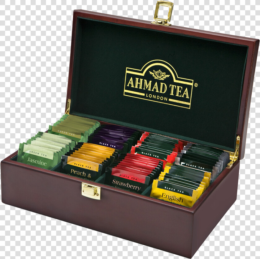 Tea Keeper Wooden Compartment Box W Teabags   Ahmad Tea Tea Keeper  HD Png DownloadTransparent PNG