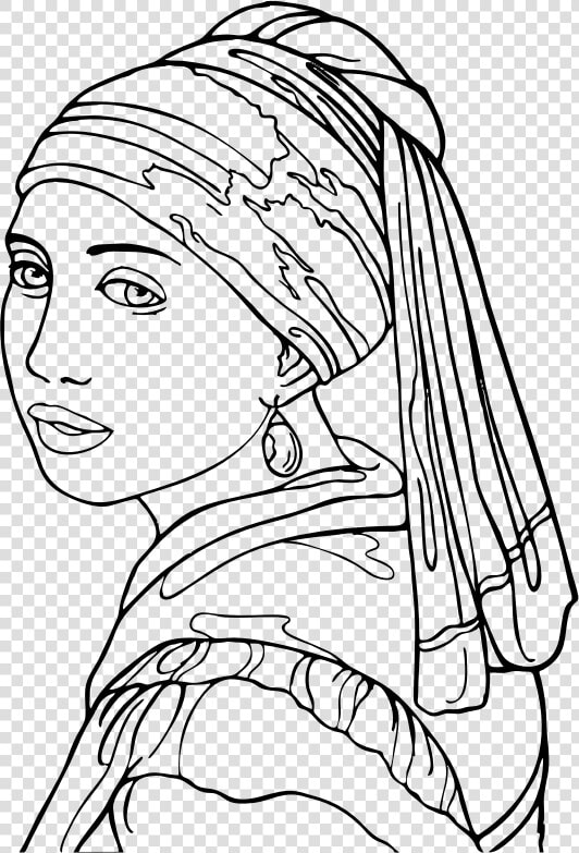 Girl With Pearl Earring By Gimpworkshop Line Art  HD Png DownloadTransparent PNG