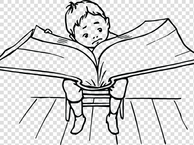 Kid Reading Black And White   Line Drawing Of Reading Book  HD Png DownloadTransparent PNG