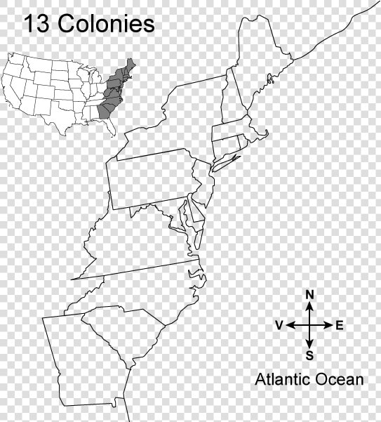 13 Colonies Map Blank  HD Png DownloadTransparent PNG