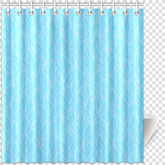 Doodle Leaf Pattern Bright Blue  amp  White Shower Curtain   Window Valance  HD Png DownloadTransparent PNG