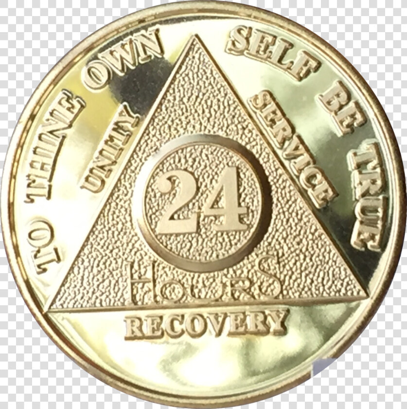 24 Hours Aa Medallion 24k Gold Plated Alcoholics Anonymous   Aa Chip  HD Png DownloadTransparent PNG