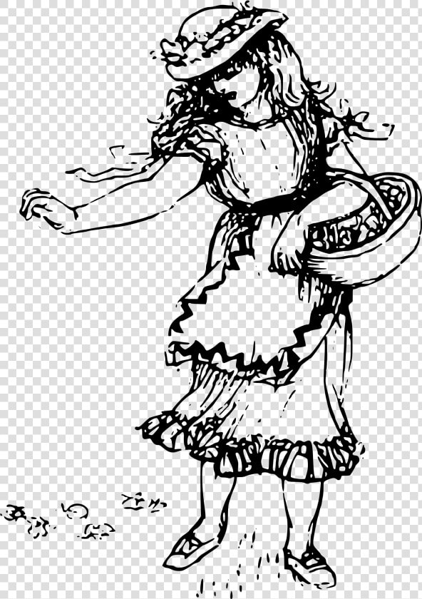 Girl With Basket Clip Arts   Girl With Basket Drawing  HD Png DownloadTransparent PNG