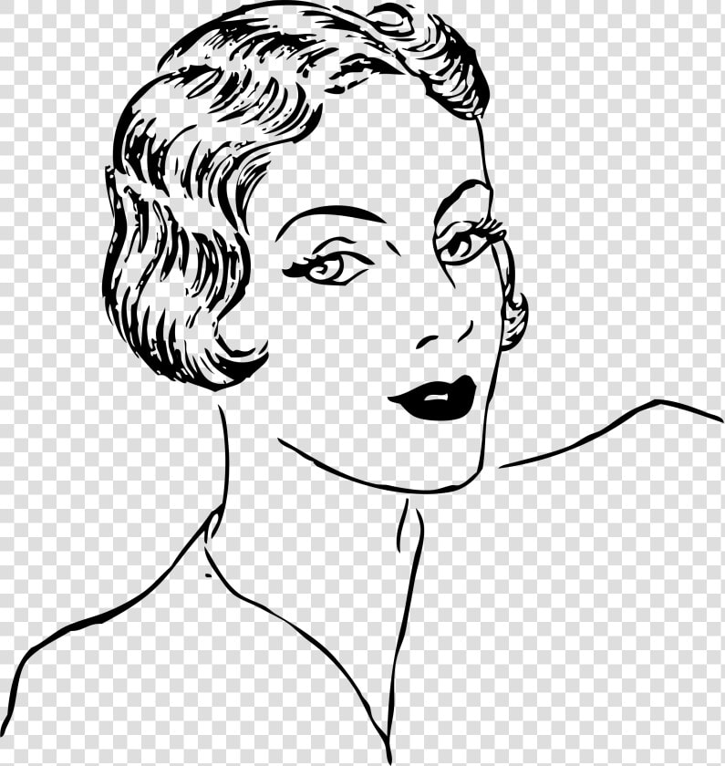 Woman S Bob Haircut 2 Clip Arts   Cartoon Lady Black And White  HD Png DownloadTransparent PNG