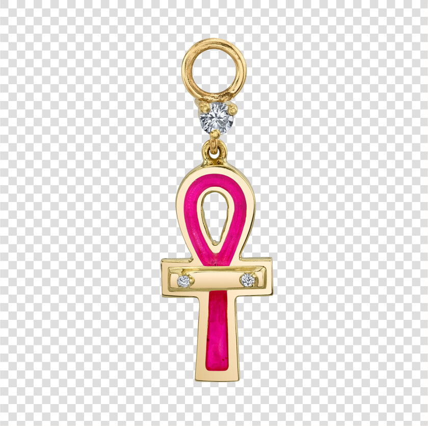 Diamond And Pink Enamel Ankh Hoop Earring Charm   Keychain  HD Png DownloadTransparent PNG