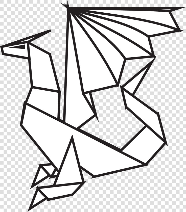 Dragon Paper Black White Line Art Hunky Dory Svg Colouringbook   Origami Paper Dragon Drawing  HD Png DownloadTransparent PNG