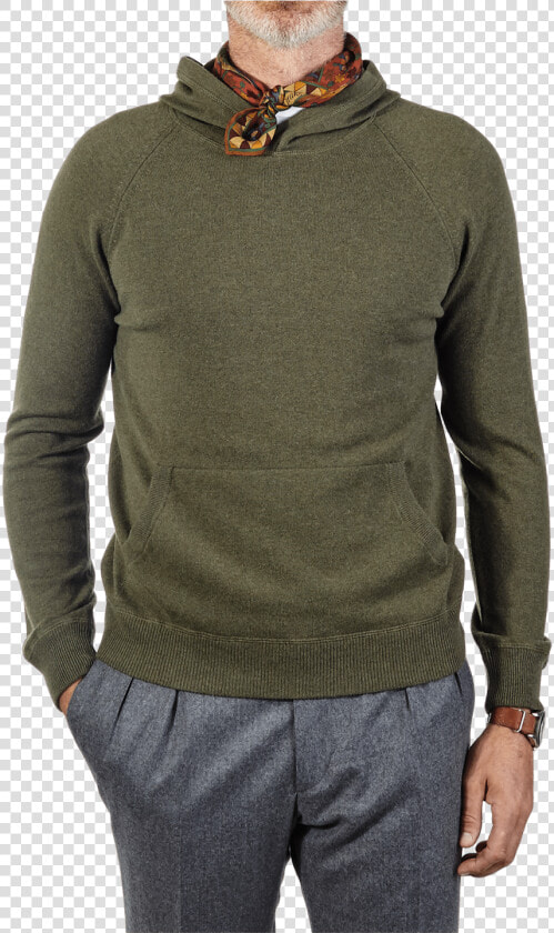 Gran Sasso Green Wool Blend Hooded Sweater Front   Sweater  HD Png DownloadTransparent PNG