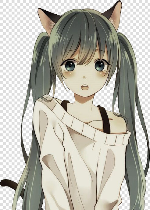  neko  nekogirl  anime  animepeople  animegirl  greenhair   Anime Cat Girl Avatar  HD Png DownloadTransparent PNG