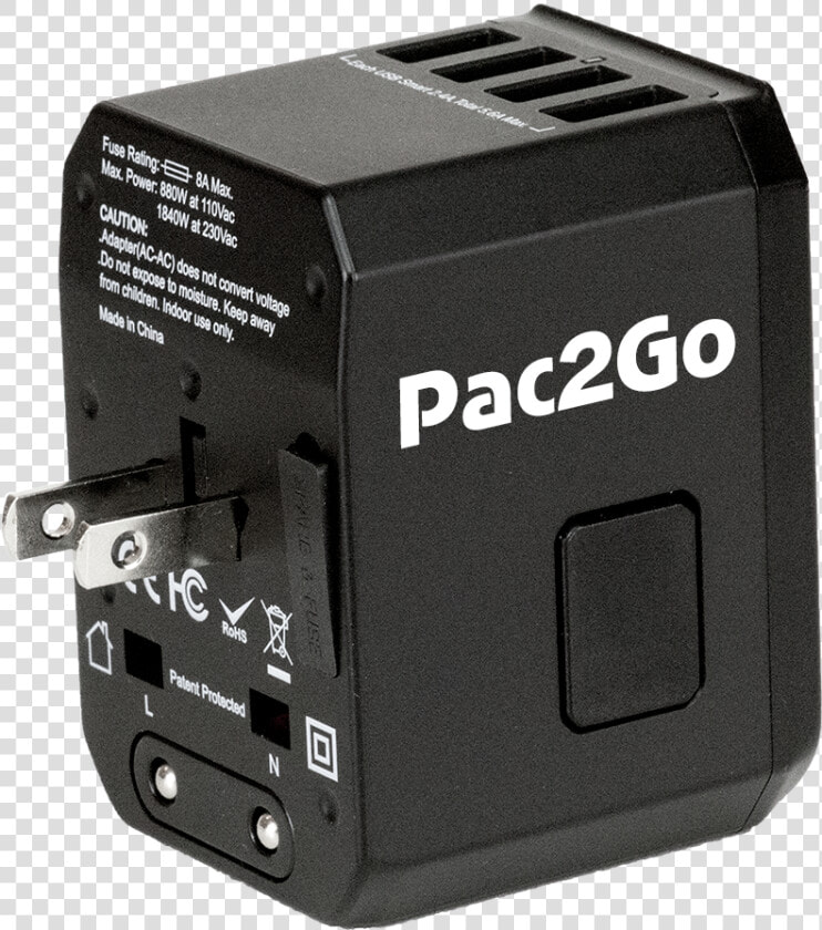 Pac2go Universal Travel Adapter With Quad Usb Usb c   Electronics  HD Png DownloadTransparent PNG