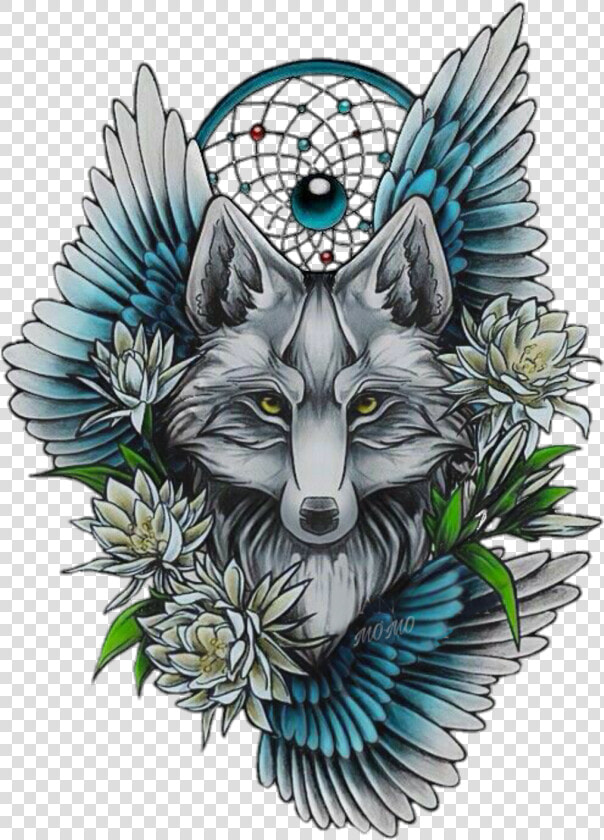 Wolf With Flowers Tattoo  Hd Png Download   Tattoo Artist Sketch  Transparent PngTransparent PNG