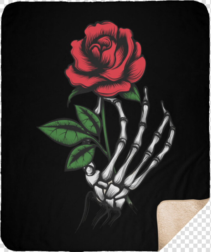 Skeleton Hand Rose Medium Premium Sherpa Blanket   Skeleton Hand And Rose  HD Png DownloadTransparent PNG