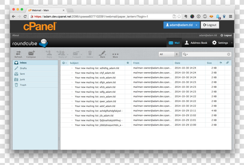 The User Sees Their Inbox   Cpanel Webmail  HD Png DownloadTransparent PNG