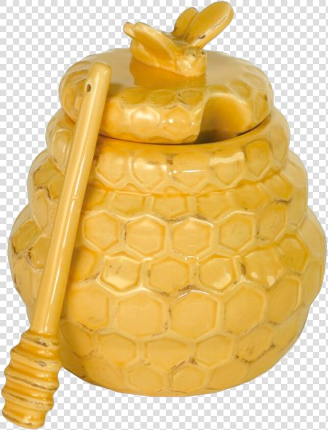 Honeycomb Honey Pot  amp  Dipper   Honeycomb Pot  HD Png DownloadTransparent PNG