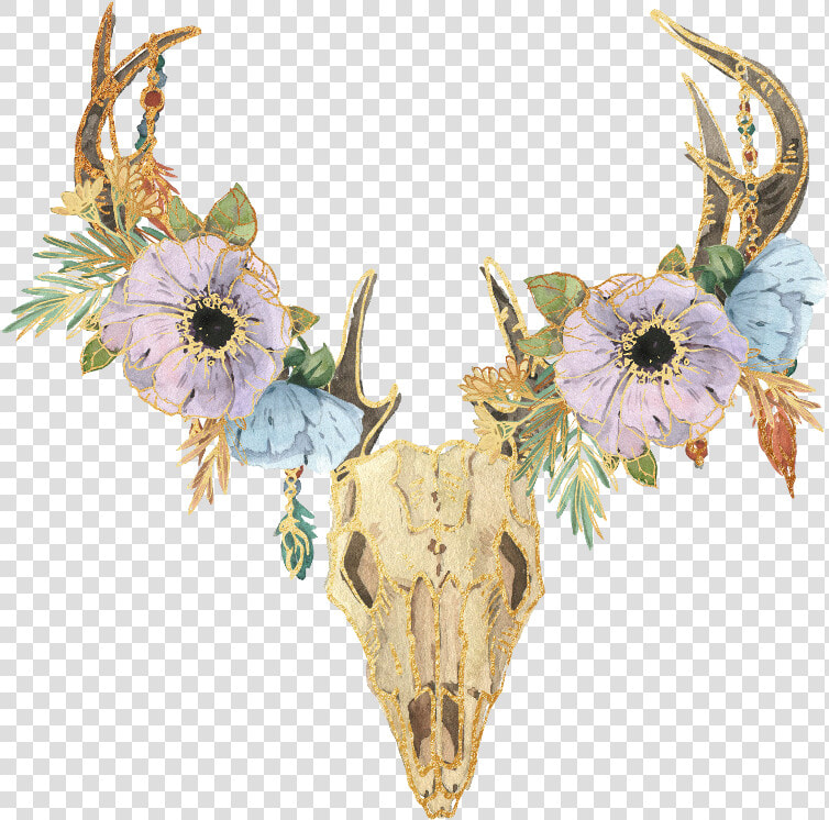  boho  skull  bohemian  hipster  flowers  skulls   Bohemian Boho Skull  HD Png DownloadTransparent PNG