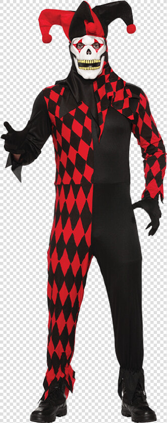 Evil Jester Costume   Black And Red Jester  HD Png DownloadTransparent PNG