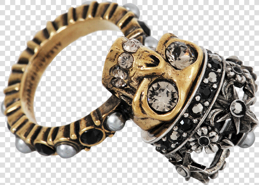 Alexander Mcqueen Skull King Ring   Png Download   Bracelet  Transparent PngTransparent PNG