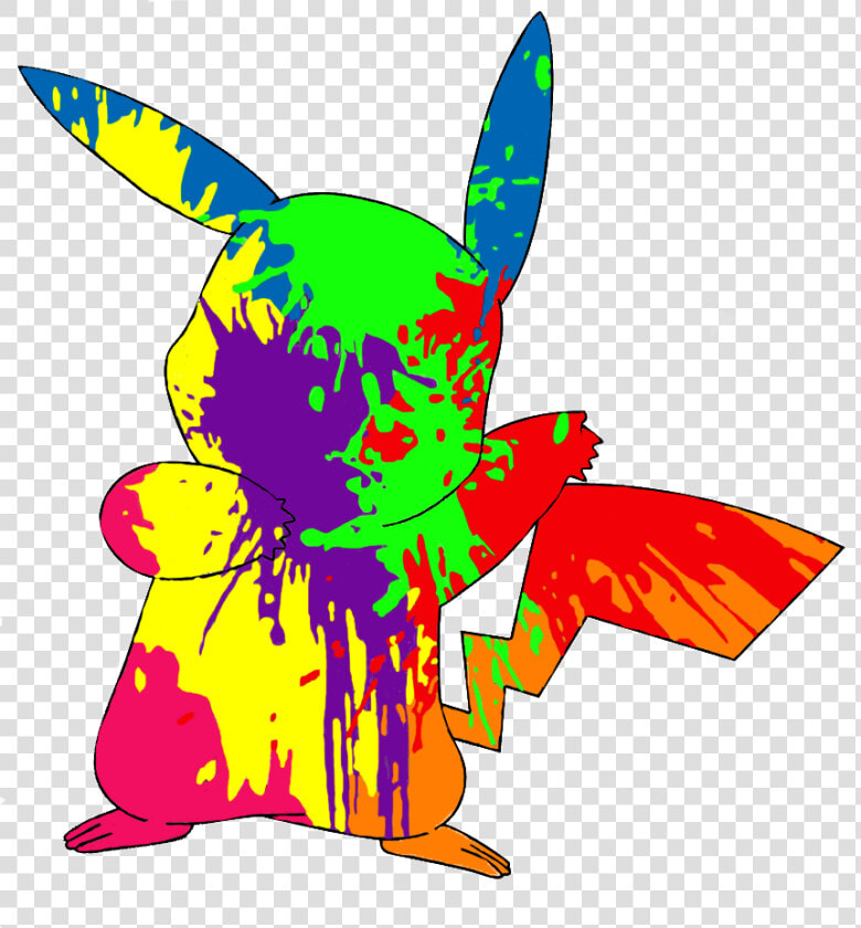 Paint Splatter Pikachu By Backapple   Trippy Pikachu  HD Png DownloadTransparent PNG