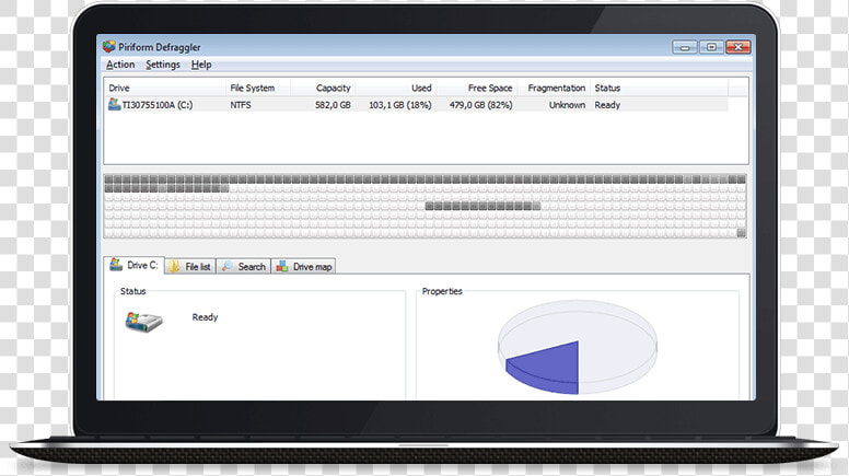 Laptop Showing The Defraggler Business Edition Interface   Google Analytics 360 Salesforce  HD Png DownloadTransparent PNG