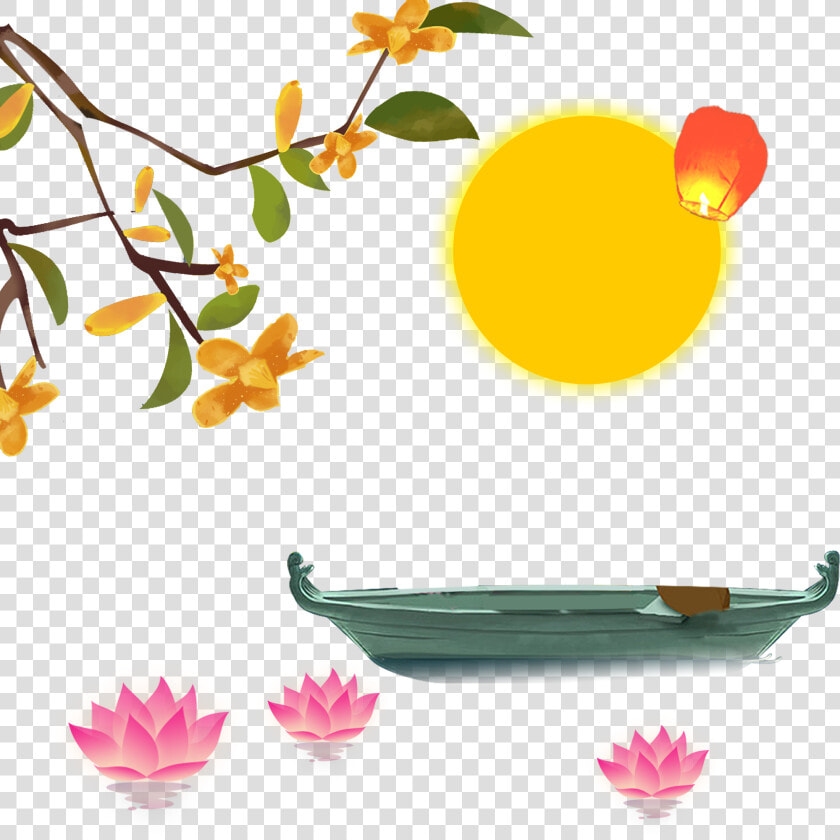 手绘设计中秋节桂花月亮设计   Mid autumn Festival  HD Png DownloadTransparent PNG