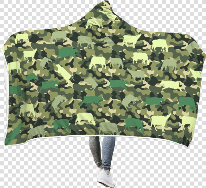 Gearhuman 3d Cute Cow Custom Hooded Blanket   Military Uniform  HD Png DownloadTransparent PNG