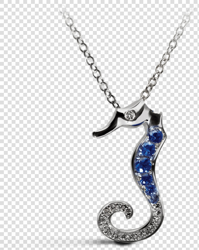 Seahorse Blue With Diamonds Necklace   Necklace  HD Png DownloadTransparent PNG