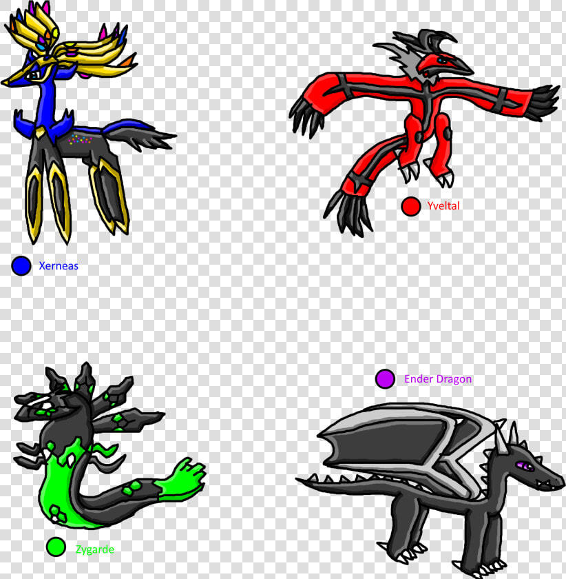 Xerneas  Yveltal  Zygarde  And Ender Dragon   Xerneas Yveltal Zygarde Fusion  HD Png DownloadTransparent PNG