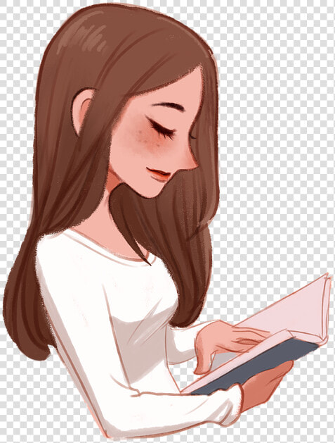 Girl  Book  Female  Reading  Knowledge  Portrait  Smile   Girl Reading A Book Png  Transparent PngTransparent PNG