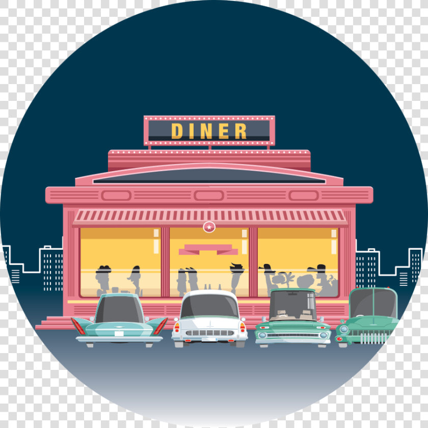 Image Depicting Cartoon Diner With People Eating Inside   Car  HD Png DownloadTransparent PNG