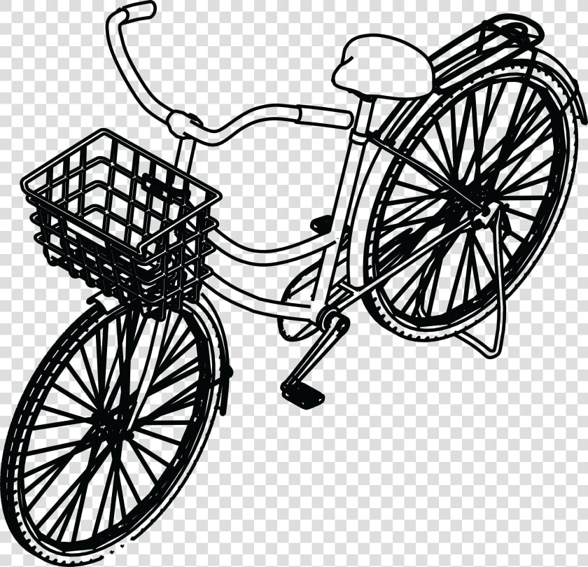 Free Clipart Of A Bicycle With A Basket   Isometric Bike Drawing  HD Png DownloadTransparent PNG