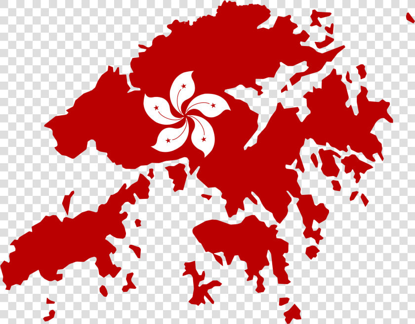 Map Of Hong Kong With Flag Overlay   Hong Kong Flag And Map  HD Png DownloadTransparent PNG