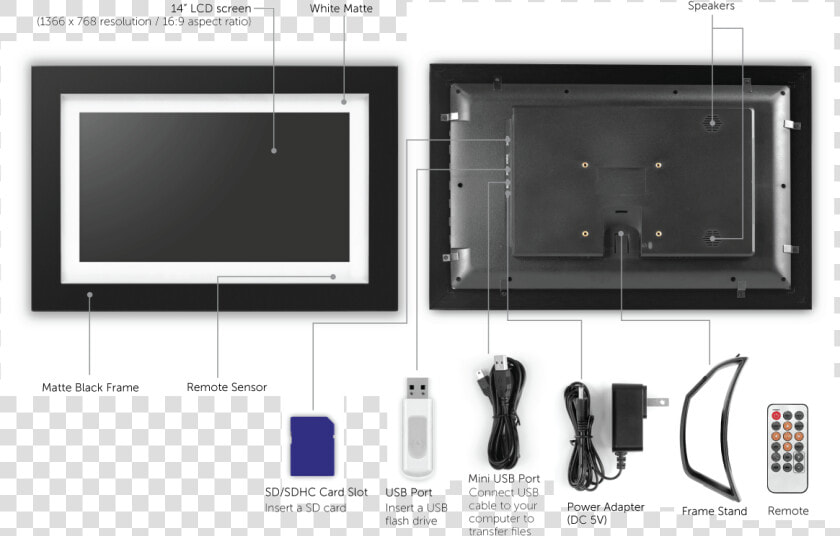 14 Inch Digital Photo Frame With 4 Gb Built in Memory   Digital Photo Frame Memory Card  HD Png DownloadTransparent PNG