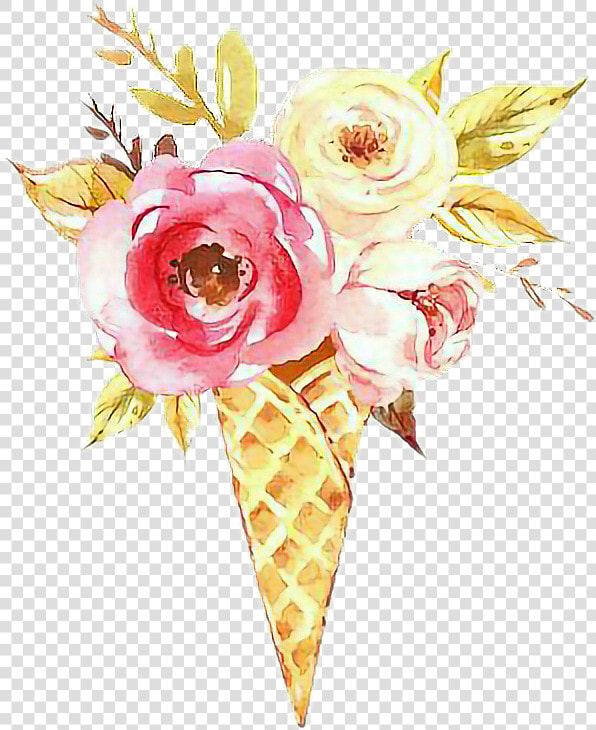 Vintage Watercolor Icecream Flowers Pastel   Transparent Ice Cream Watercolor  HD Png DownloadTransparent PNG