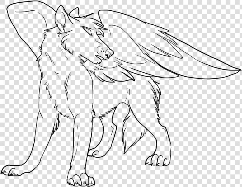 Coloring Book Dog Baby Wolves Puppy Drawing   Female Wolf With Wings Coloring Pages  HD Png DownloadTransparent PNG