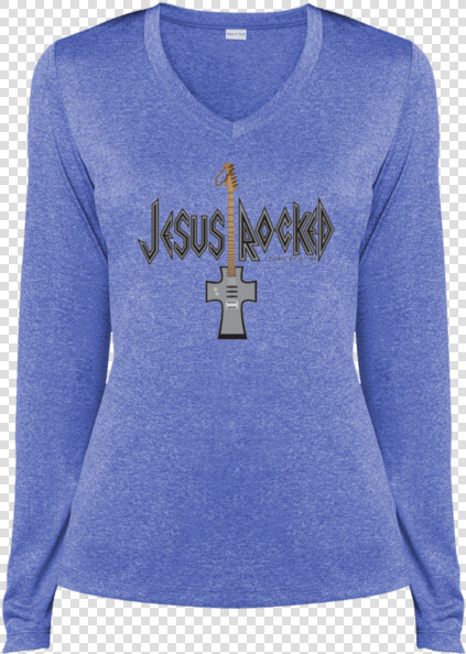 Jesus Rocked Gals Heather Dri Fit V Neck Performance   T shirt  HD Png DownloadTransparent PNG