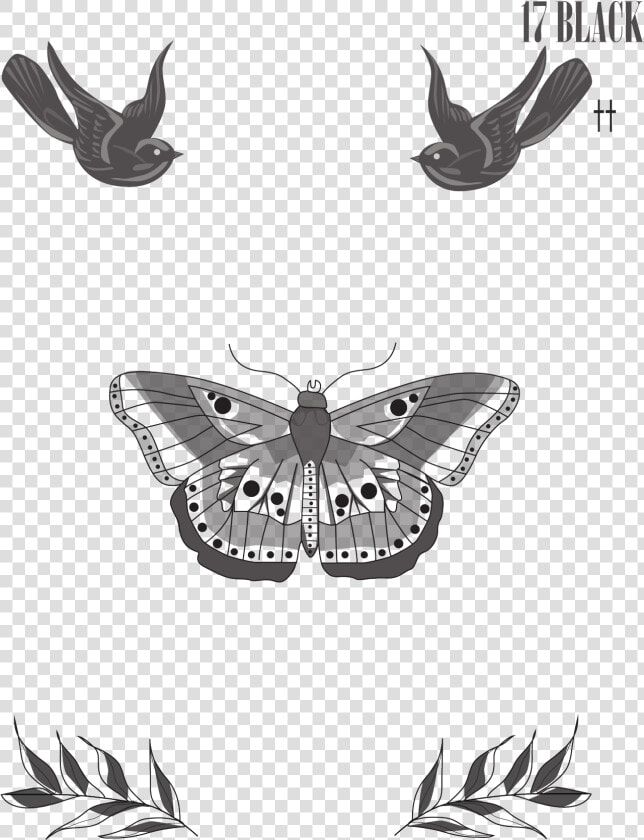 Swallow Tattoo T shirt One Direction   Harry Styles Butterfly Tattoo Png  Transparent PngTransparent PNG