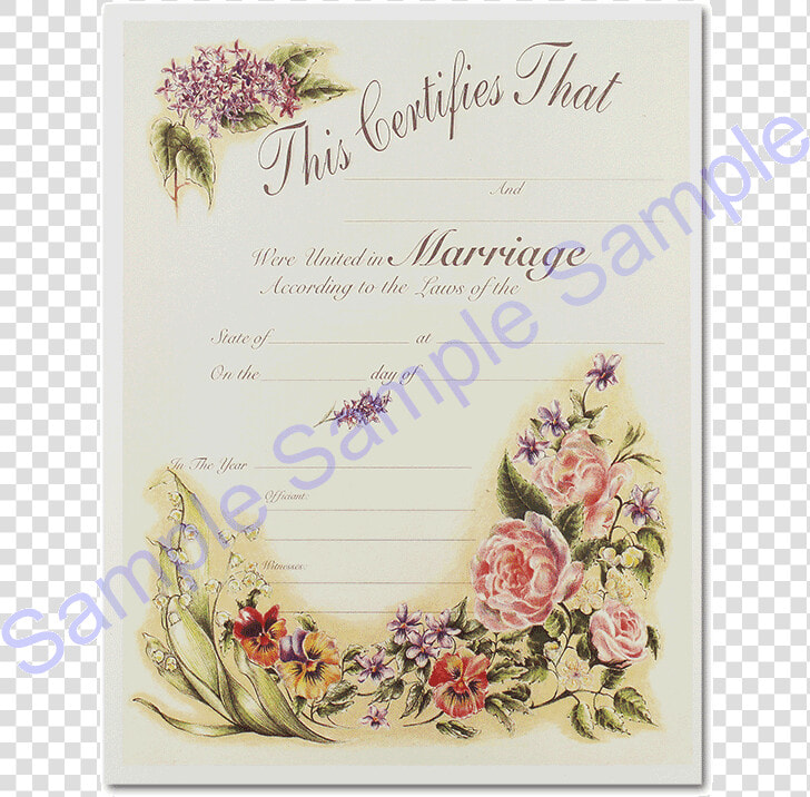 Wedding Certificate   Vintage Floral   Fill Out A Marriage Certificate Ulc  HD Png DownloadTransparent PNG