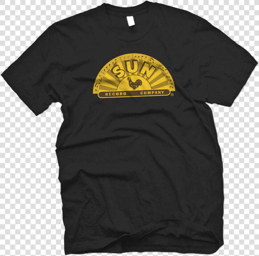 Sun Records Offically Licensed Half Sun Crest Tee black   Charlie Feathers T Shirt  HD Png DownloadTransparent PNG