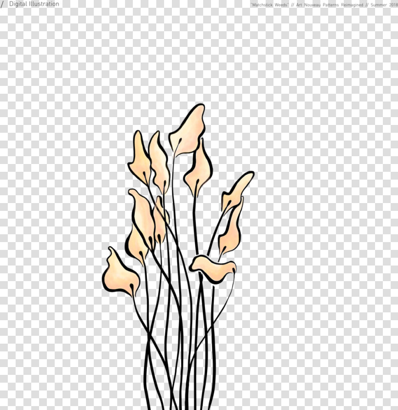 Matchstick Weeds  Art Nouveau Inspired Digital Illustration  HD Png DownloadTransparent PNG