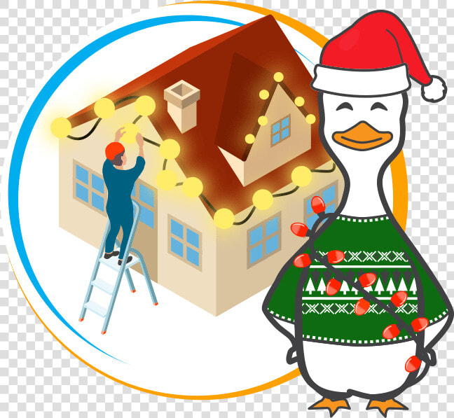 Christmas Lights Installation   Cartoon  HD Png DownloadTransparent PNG