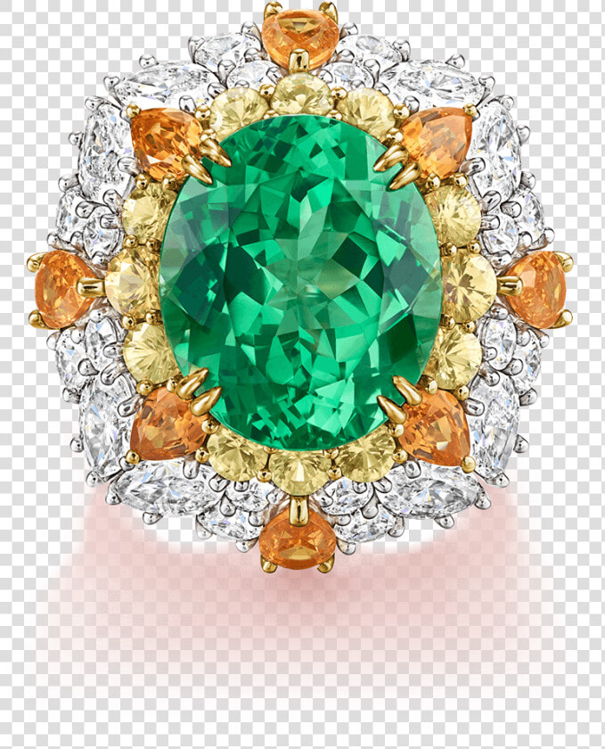 Tsavorite Garnet Ring With Yellow Sapphires  Mandarin   Winston Candy  HD Png DownloadTransparent PNG