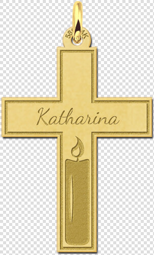 Golden Communion Cross With Engraving And Cut Out Candle   Cross  HD Png DownloadTransparent PNG