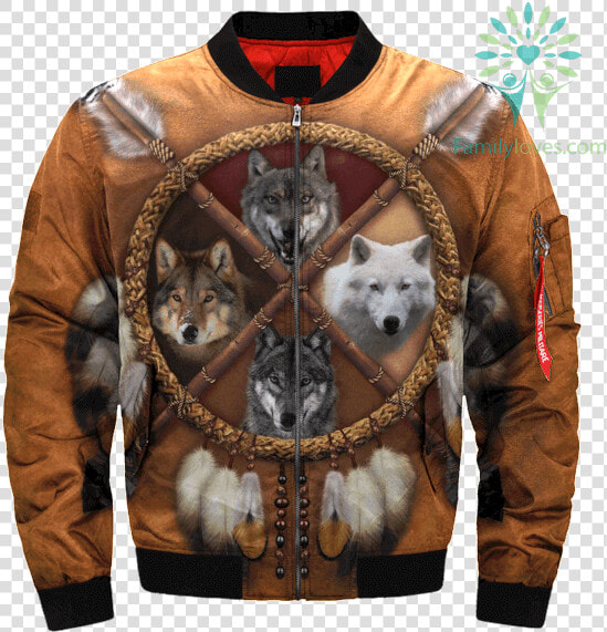 4 Wolves Dream Catcher Native Over Print Bomber Jacket   Jacket Nba  HD Png DownloadTransparent PNG