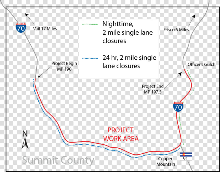 I 70 East Of Vail Pass Work Area Map  HD Png DownloadTransparent PNG