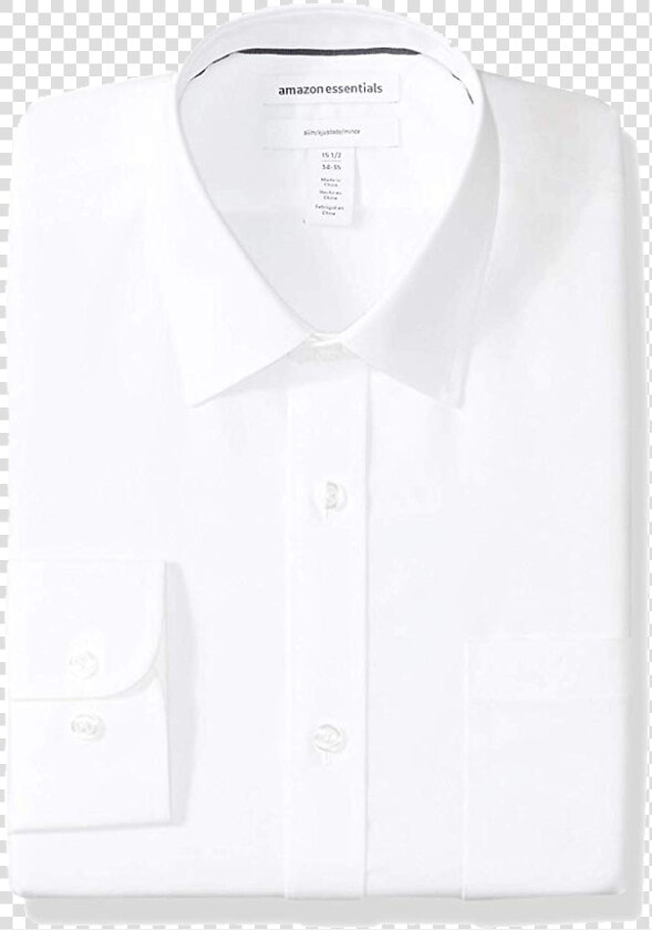 Slim Fit White Shirt By Amazon Essentials   Dress Shirt  HD Png DownloadTransparent PNG