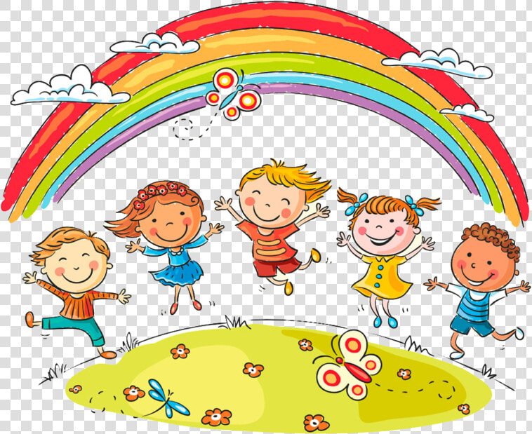 Kindergarten Clipart Fun   Rainbow Children  HD Png DownloadTransparent PNG