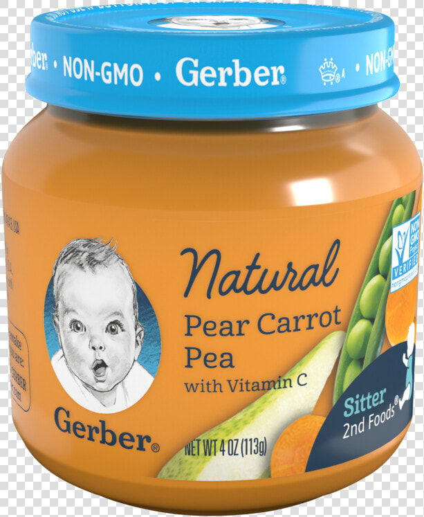 Gerber Natural 2nd Foods Pear Carrot Pea   Jar Gerber Baby Food  HD Png DownloadTransparent PNG