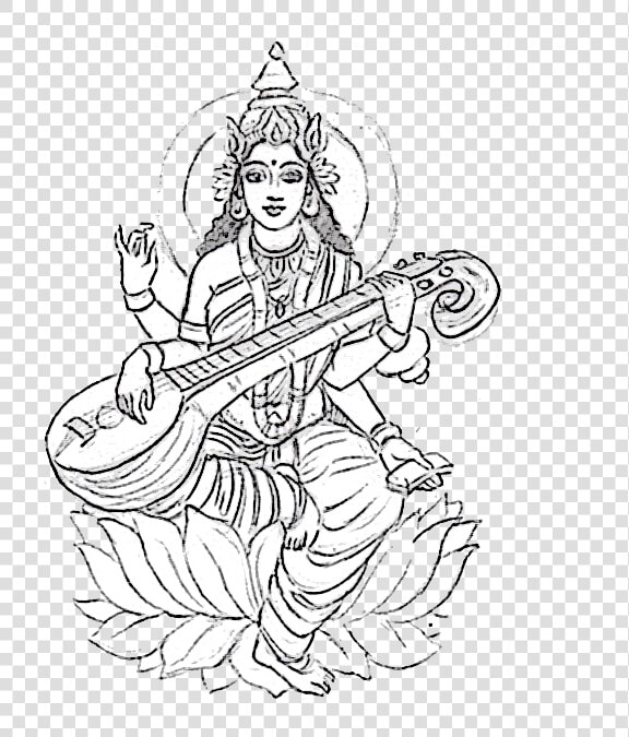 The Goddess  Saraswati   Saraswati Black And White  HD Png DownloadTransparent PNG